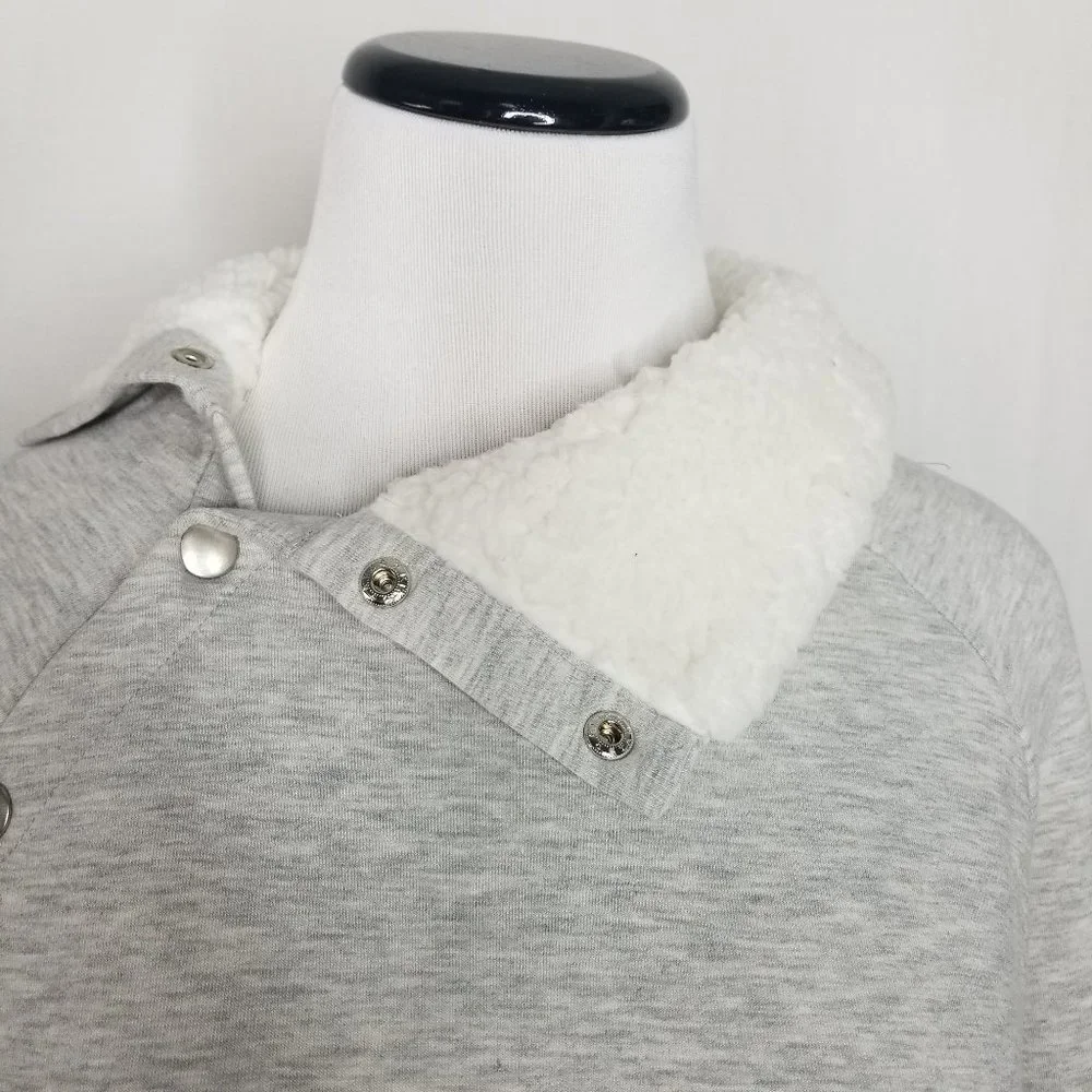 Maternity Sherpa Fleece Sweatshirt Light Gray - Picture 5 of 8